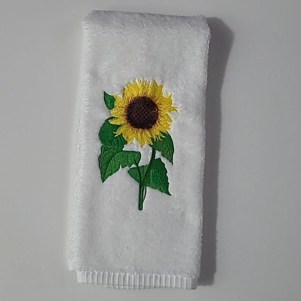 white heavy embroidered hand towel